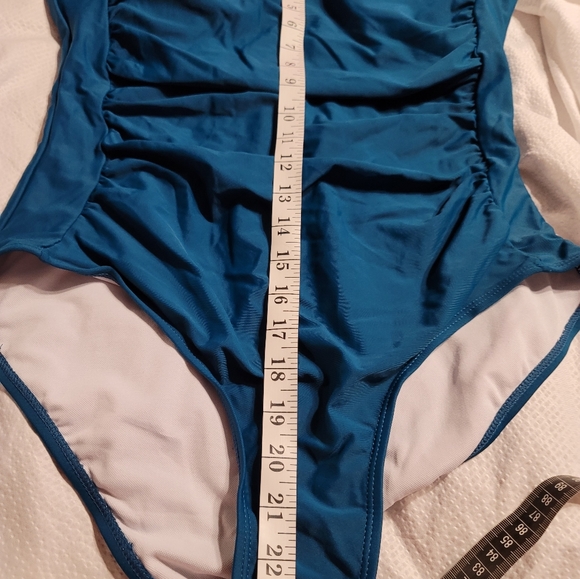 NWT GLAMOUR SWIM SLIMMING PADDED RUCHED RETRO VIBE SWIM BATHING SUIT XL - Picture 11 of 12